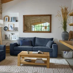 Canapé velours côtelé Otto - Bleu - 2 places