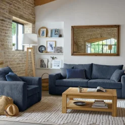 Canapé velours côtelé Otto - Bleu - 2 places