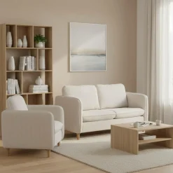 Canapé velours côtelé Portimo - Beige - 2 places