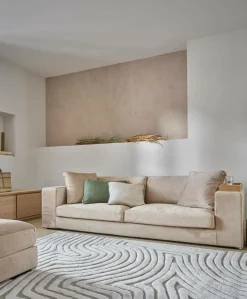 Canapé velours Maé - Beige - 4 places