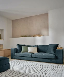 Canapé velours Maé - Bleu Océan - 5 places