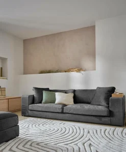 Canapé velours Maé - Gris - 5 places