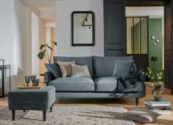 Canapé velours Olie - Bleu gris - 3 places