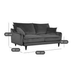 Canapé velours Olie - Bleu - 3 places