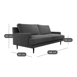 Canapé velours Oscar - Gris Clair - 3 places