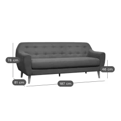 Canapé velours Paimpol - Bleu Nuit - 3 places