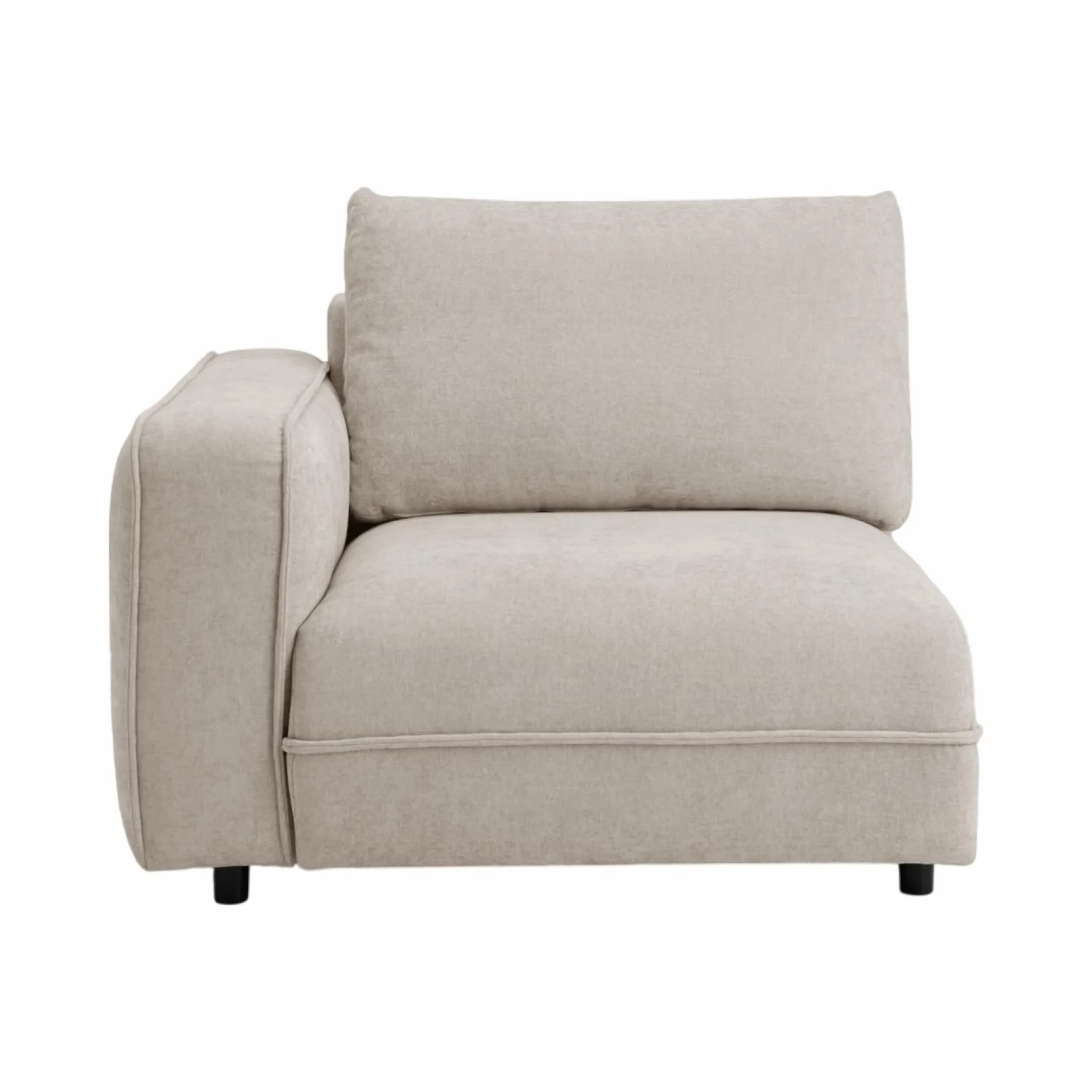 Chauffeuse avec accoudoir pour canapé modulable tissu Solenn - Ecru - Canapé angle gauche