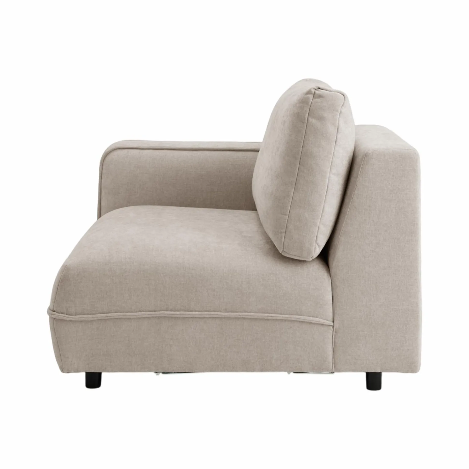 Chauffeuse avec accoudoir pour canapé modulable tissu Solenn - Ecru - Canapé angle gauche