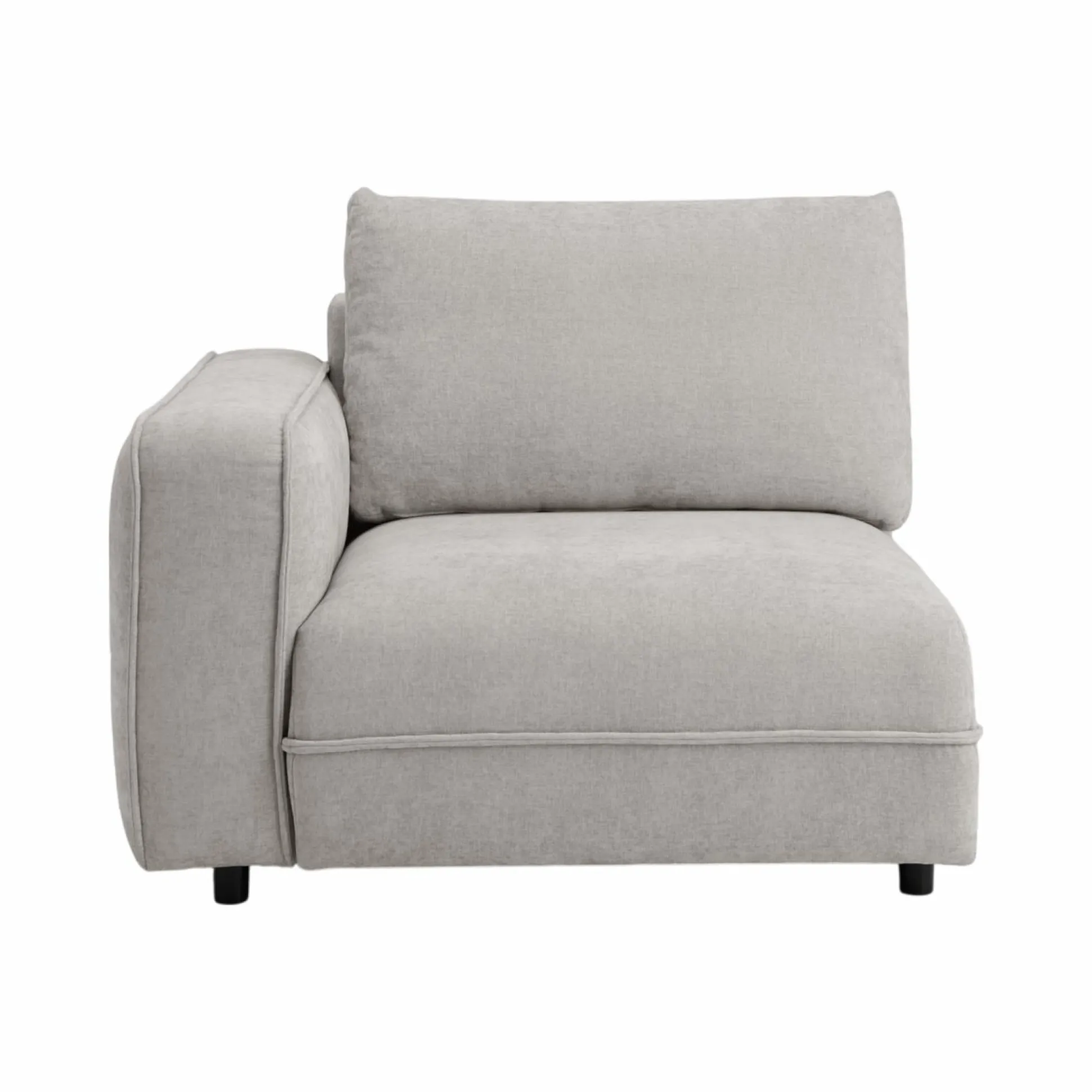 Chauffeuse avec accoudoir pour canapé modulable tissu Solenn - Galet - Canapé angle gauche