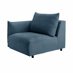 Chauffeuse avec accoudoir pour canapé modulable tissu Solal - Bleu - Gauche