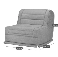 Chauffeuse BZ tissu matelas 12 cm Grace - Gris Clair