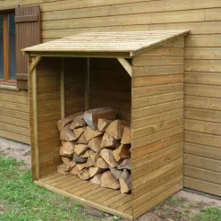 C.I.H.B. Abri Bûches avec Plancher 4 m² Grand Modèle en Bois Autoclave - 4 m2