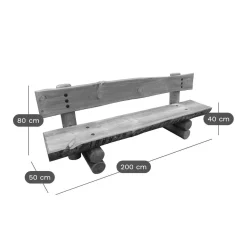 C.I.H.B. Banc avec Dossier 200 cm Limousin en Bois Autoclave