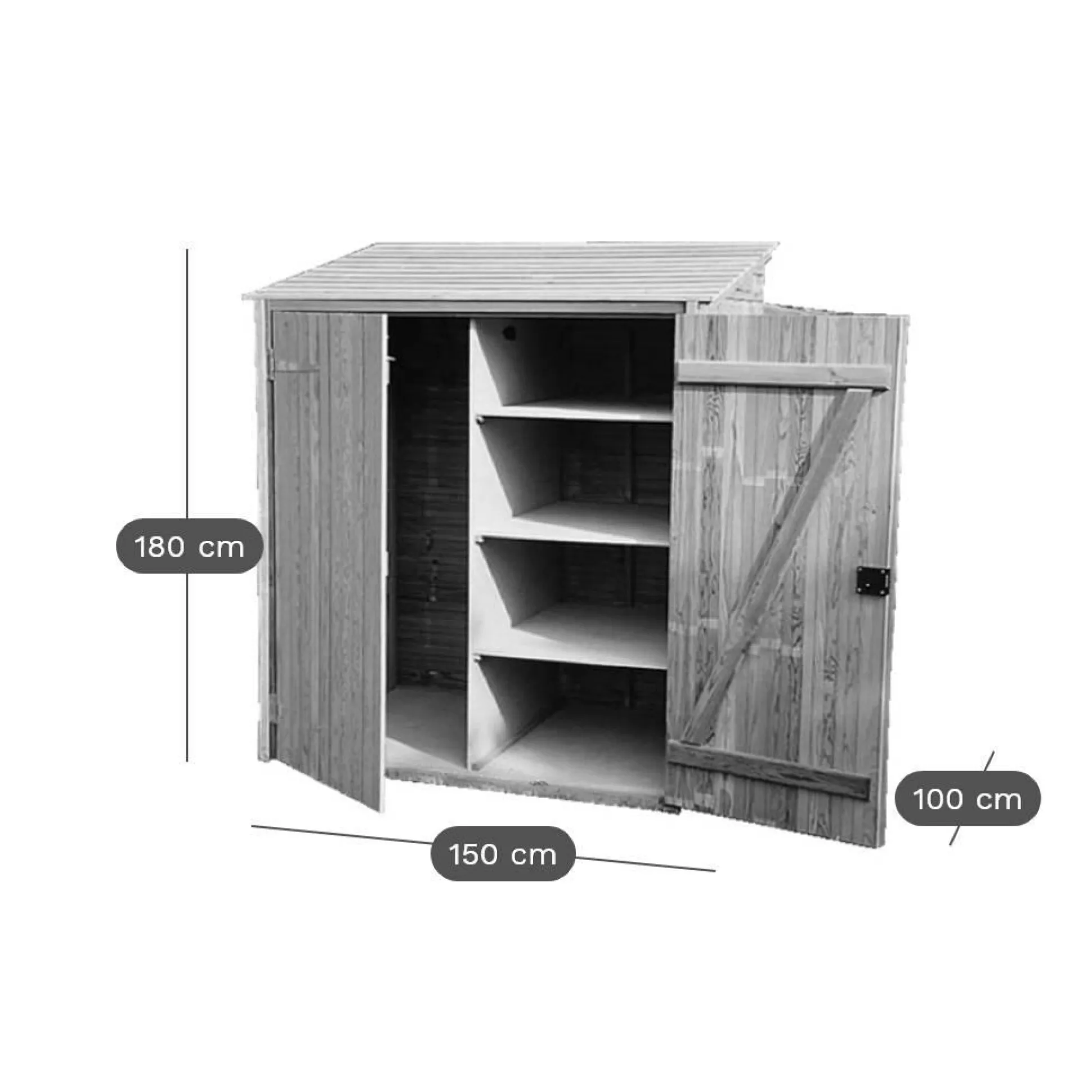 C.I.H.B. Range-Outils 3 m³ Grand Modèle en Bois Autoclave