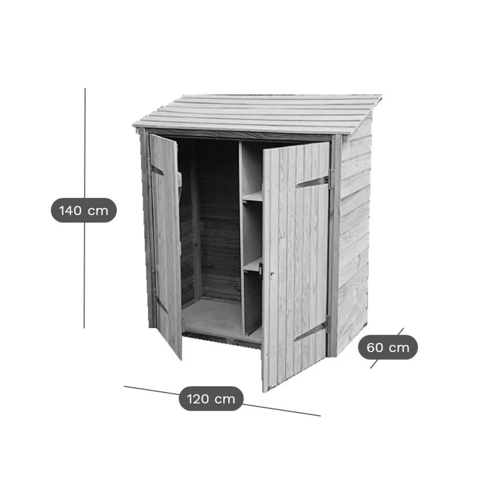 C.I.H.B. Range-Outils 1 m³ Petit Modèle en Bois Autoclave