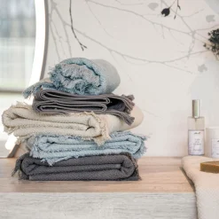 CLARYSSE Serviette de toilette lin Lise - Anthracite - Serviette de toilette 50 x 100 cm