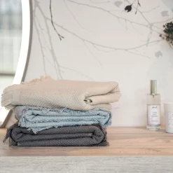 CLARYSSE Serviette de toilette lin Lise - Anthracite - Serviette de toilette 50 x 100 cm