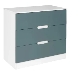 Commode 3 tiroirs Séraphin - Blanc/Vert