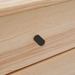 Commode bois massif 5 tiroirs Iris - Brut - Poignées Noir
