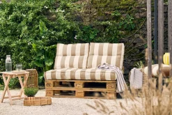 Coussin matelas palette recyclé Heva - Rayure Beige