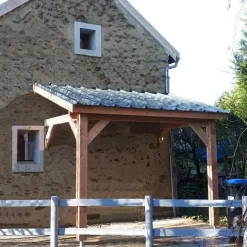 CPBF-CHARPENTES Abri une Pente Adossé pour Voiture Bretagne en Bois - 400 x 650 cm