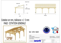 CPBF-CHARPENTES Abri une Pente Adossé pour Voiture Bretagne en Bois - 400 x 950 cm