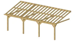 CPBF-CHARPENTES Abri une Pente Adossé pour Voiture Bretagne en Bois - 400 x 950 cm
