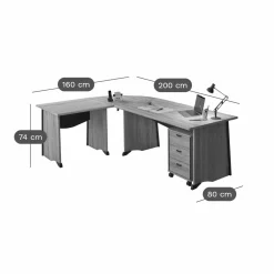 C.PRO PAR CAMIF Bureau complet + caisson Gregory - Largeur 120 cm