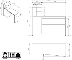 C.PRO PAR CAMIF Bureau Mitch - Chêne/Blanc