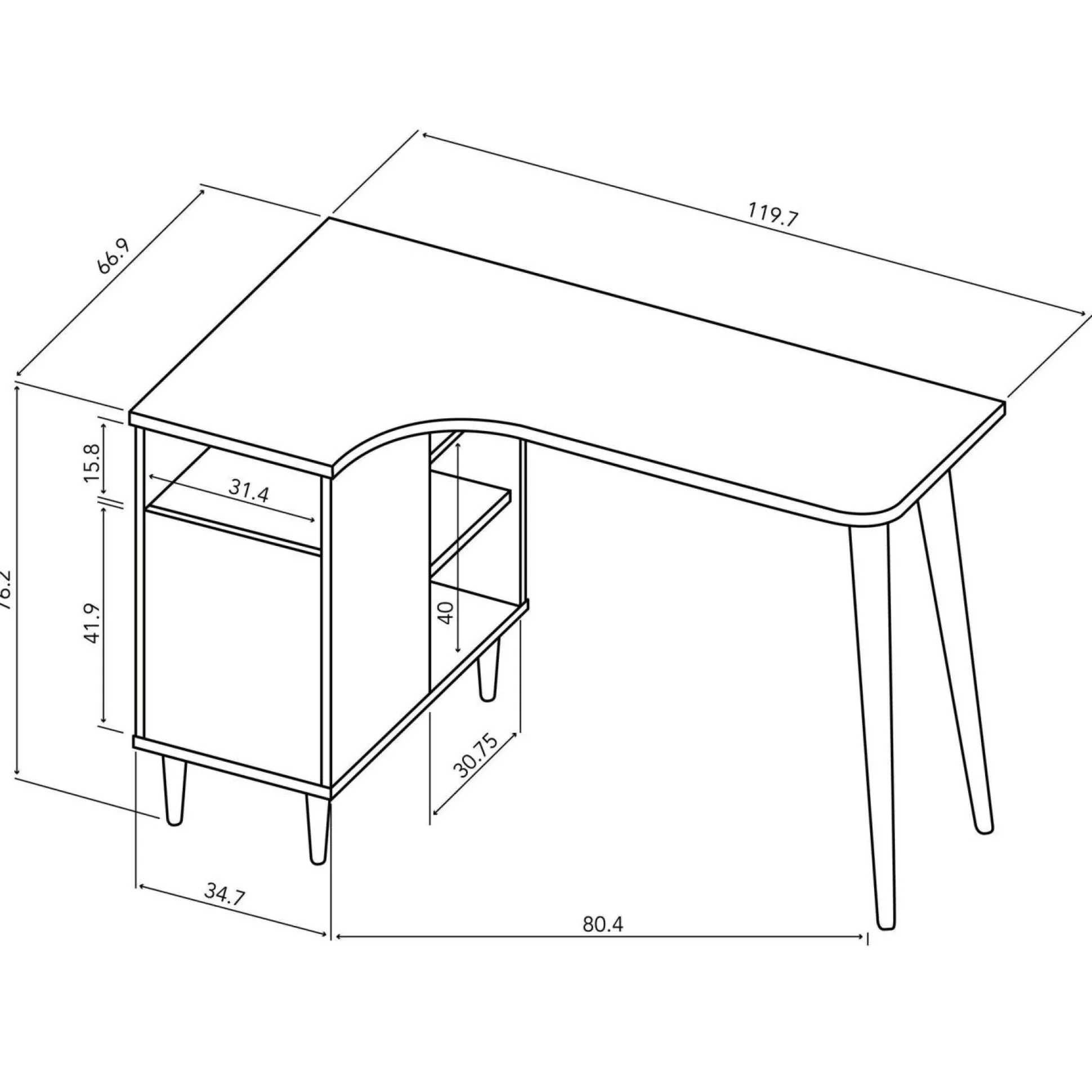C.PRO PAR CAMIF Bureau Nook - Chêne/Noir