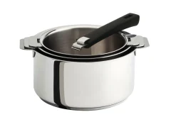 CRISTEL Set 3 casseroles Mutine avec poignée amovible noire