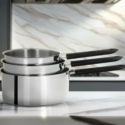 CRISTEL Série de 3 casseroles Mutine 2 fixe avec poignée Bakelite noire