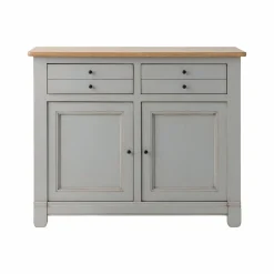 Desserte bois massif 2 portes 2 tiroirs Embellie - Gris