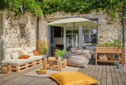 DOPPLER Parasol Rectangulaire 230 x 190 cm Sunline en Acier - Beige Nature