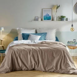 Drap housse coton bio Fil & Sens - Taupe - 140 x 190 cm