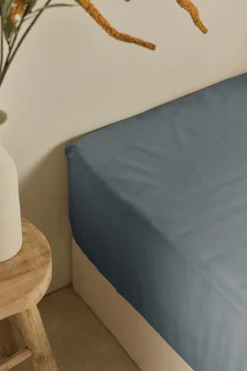 Drap housse coton lin Valentine - Orage - 140 x 190 cm