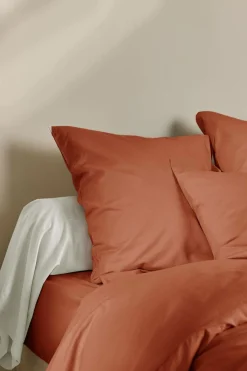 Drap housse coton lin Valentine - Terracotta - 140 x 190 cm