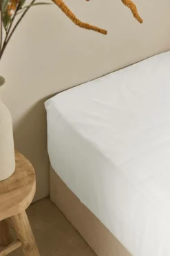 Drap housse coton lin Valentine - Blanc - 140 x 190 cm