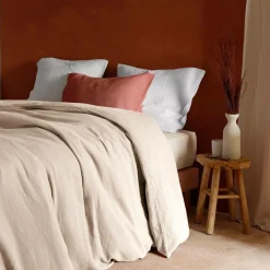 Drap housse gaze de coton bio Lou - Beige - 140 x 190 cm