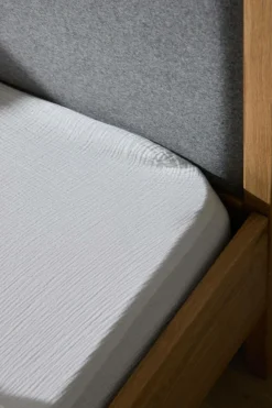 Drap housse gaze de coton bio Lou - Blanc - 140 x 190 cm