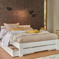 Drap housse literie de relaxation percale bio Elise - Lin - 2 x 80 x 200 cm