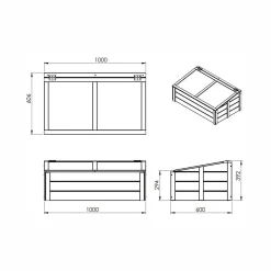EKJU Serre à Poser 60 x 100 cm en Bois et Plexiglass