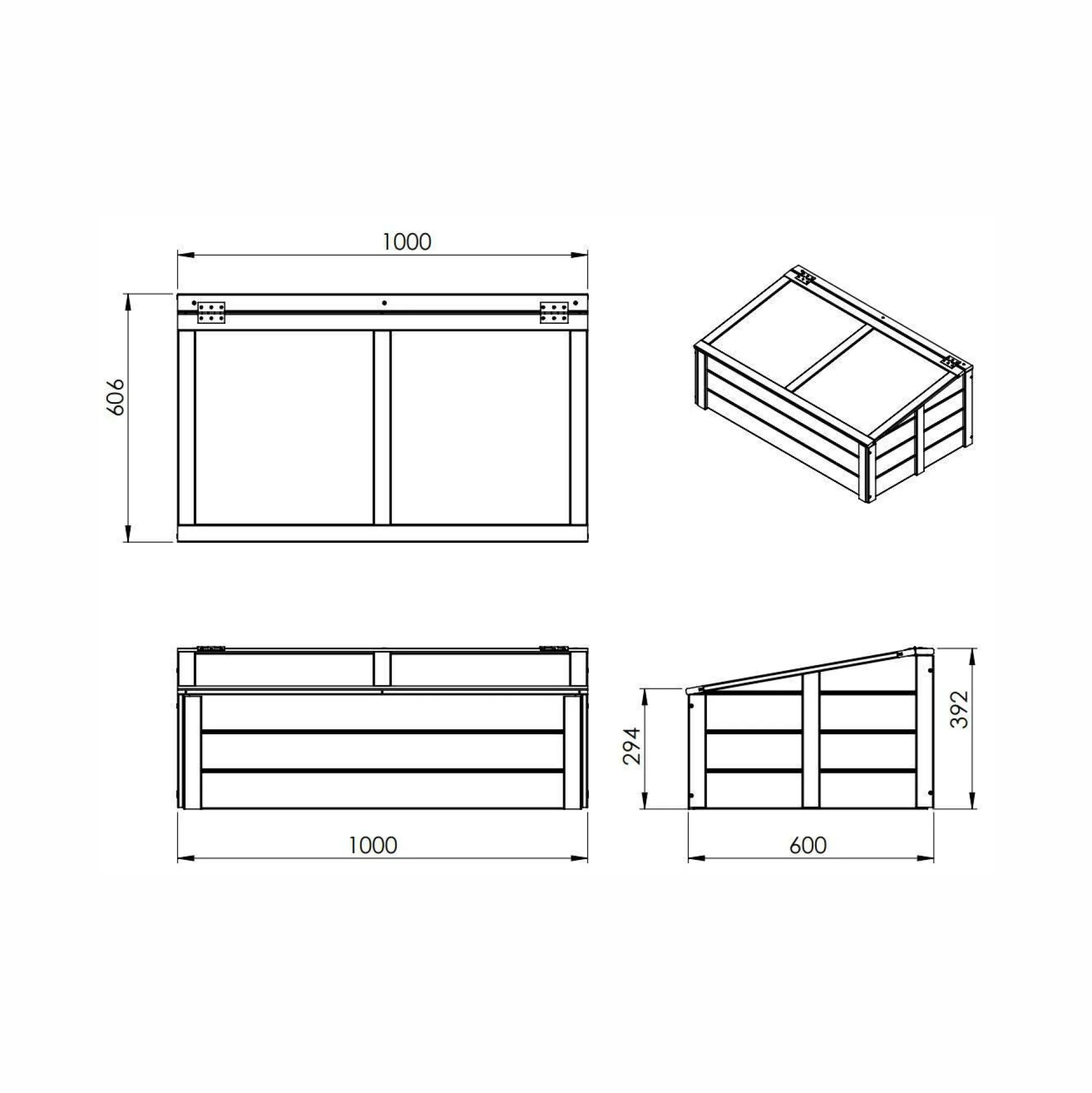 EKJU Serre à Poser 60 x 100 cm en Bois et Plexiglass