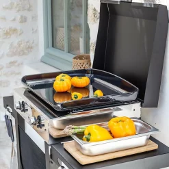 ENO Ensemble Plancha et Chariot Initial Gaz 50 en Acier Noir et Inox