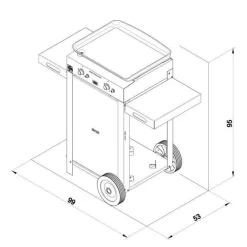ENO Ensemble Plancha et Chariot Initial Gaz 50 en Acier Noir et Inox