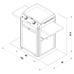 ENO Ensemble Plancha Fusion Gaz 60 et Chariot - Acier Gris/Inox