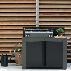 ENO Meuble de Cuisine pour Plancha 120 x 60 cm Félix en Acier Gris et Noir