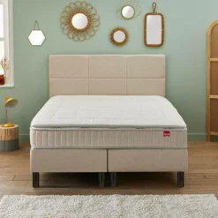 EPEDA Ensemble 5 en 1 Boxspring Enchanteur - Lin - 2 x 90 x 200 cm