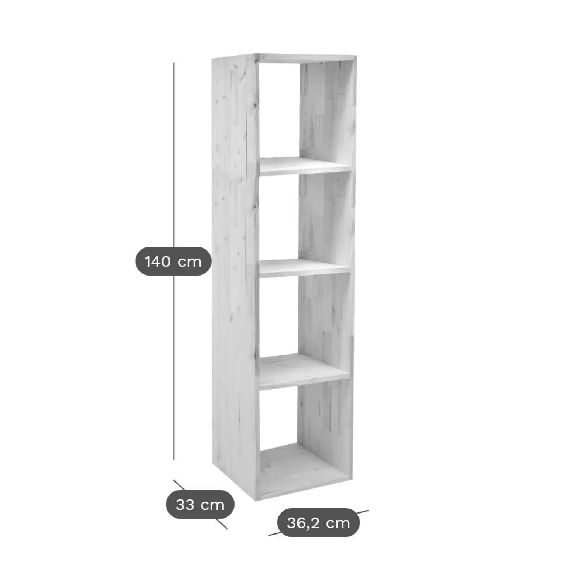 Etagère bois massif 4 cases Elio