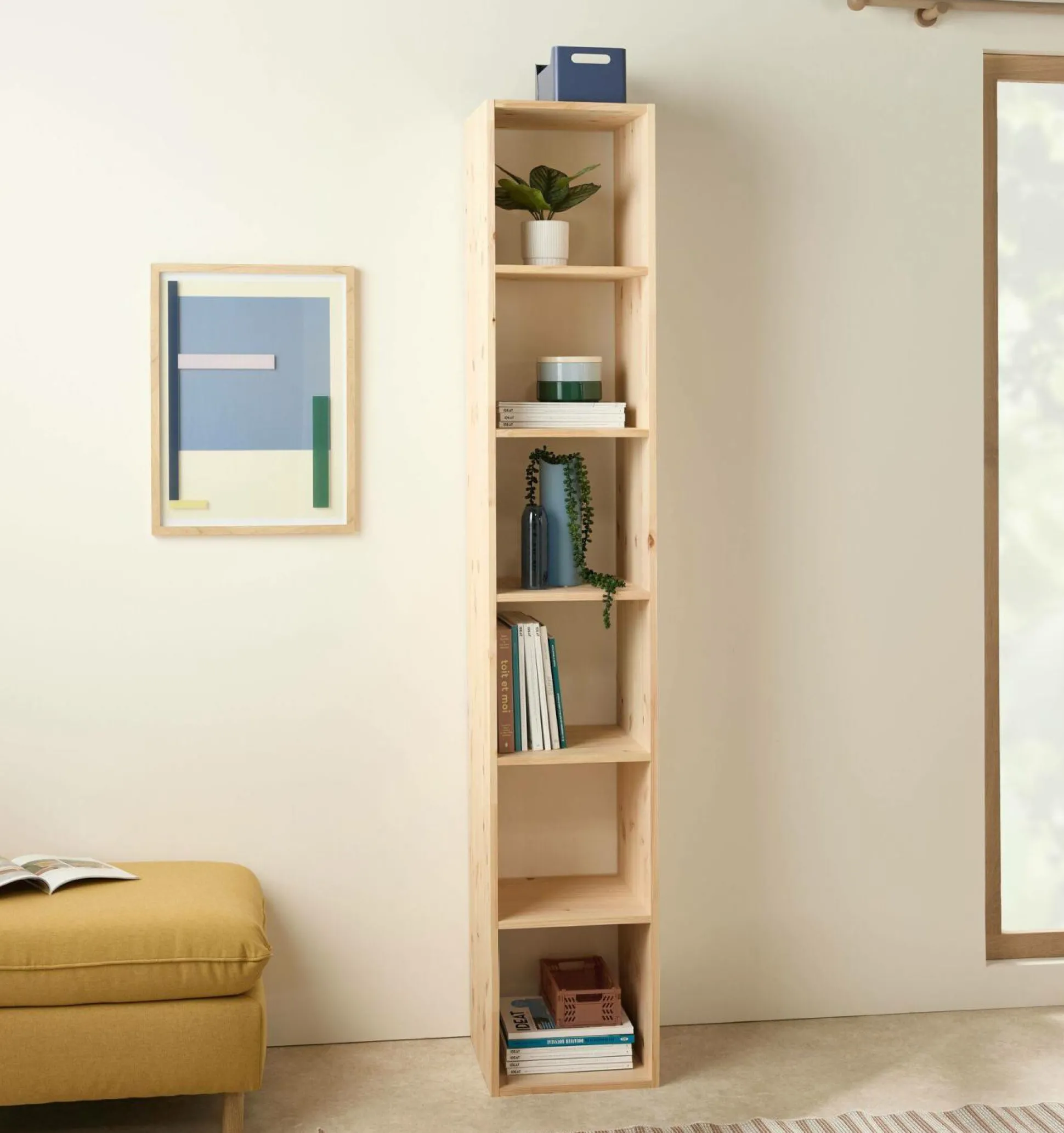 Etagère bois massif 6 cases Elio